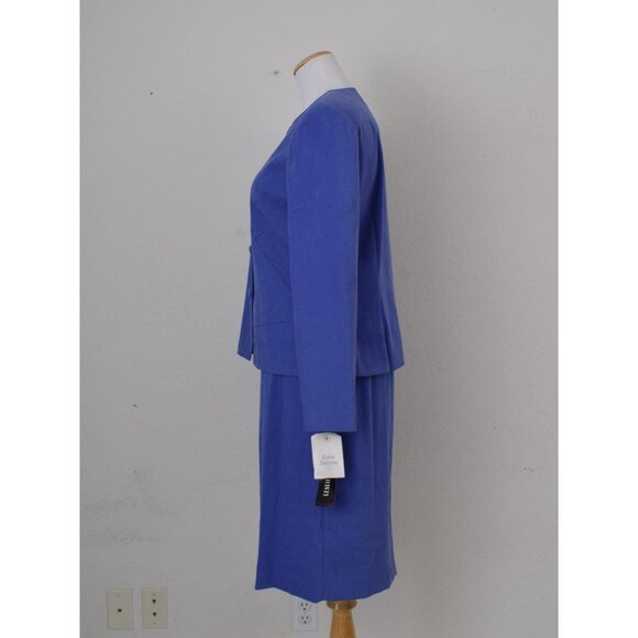 Vintage 90s Deadstock Periwrinkle  Poly/Spandex 2 pc Skirt + Jacket Set - Picture 2 of 10